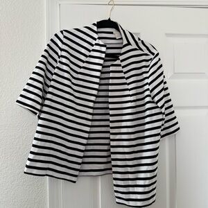 Chico's Black and White Striped Blazer